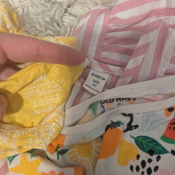 Girls 4t Summer Play Dresses Bundle Of 6 - Blue, Green, Pink, Yellow - Picture 3 of 13